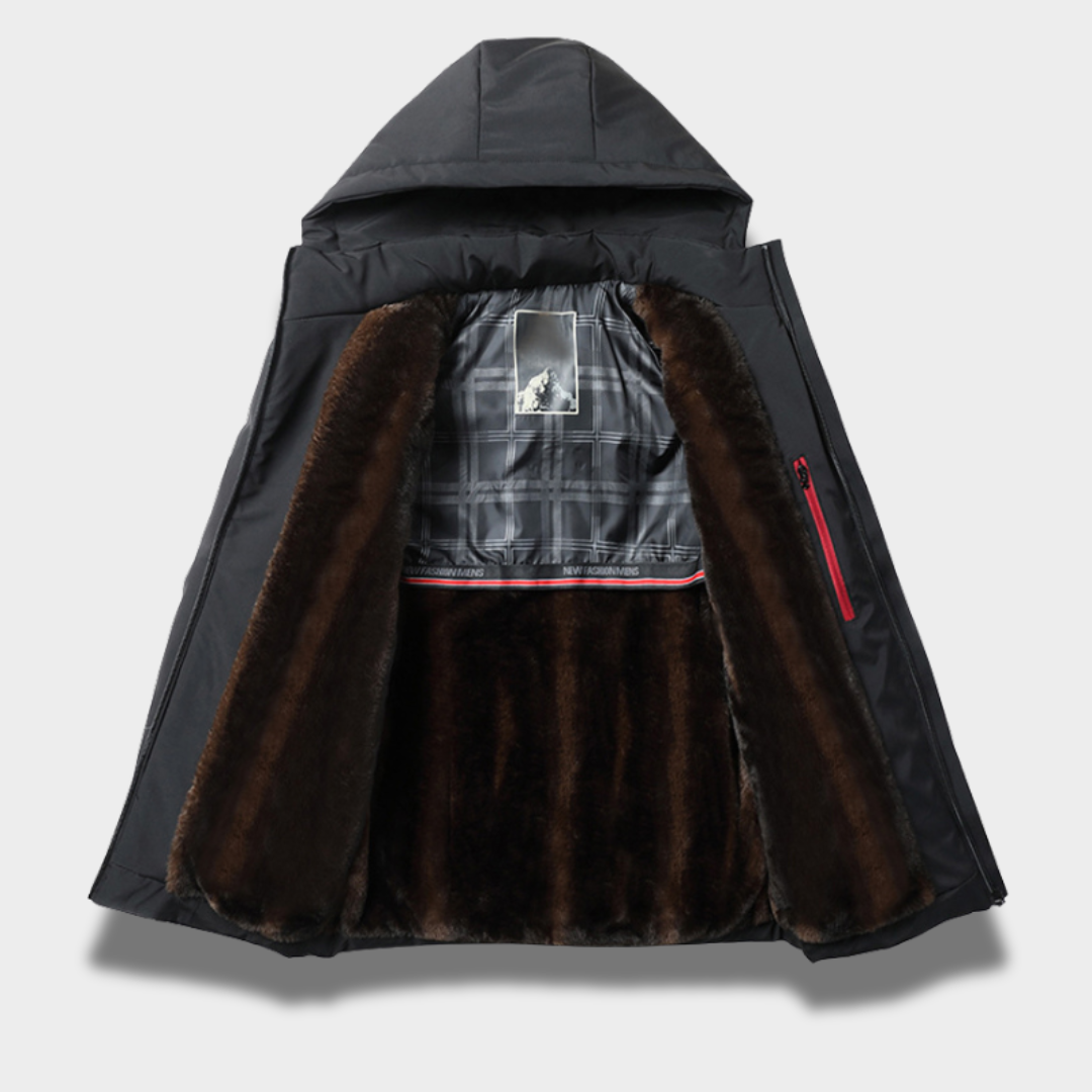 Męska kurtka zimowa polarowa z kapturem i ociepleniem Modaboutique