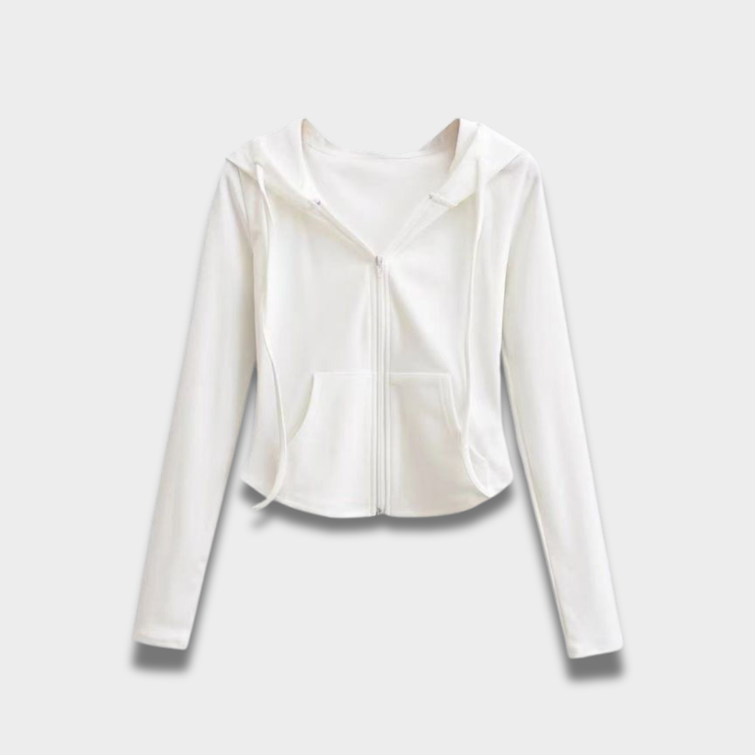 Damska bluza z kapturem zapinana na zamek z miękkiej dzianiny Modaboutique