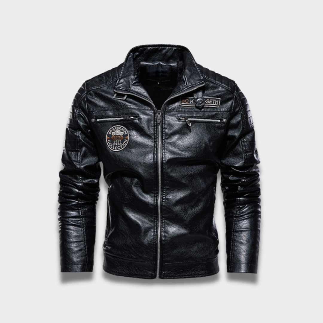 Męska kurtka bomber ze skóry ekologicznej z miękką podszewką