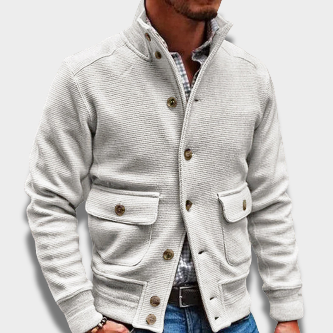 Męska casualowa kurtka zapinana na guziki o uporządkowanym fasonie