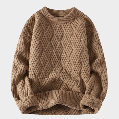 Sweter unisex z dzianiny o teksturowanym wzorze i ściągaczowymi wykończeniami ModaBoutique