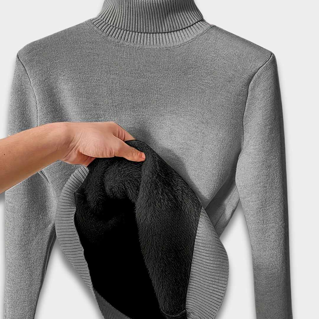 Damski sweter z golfem z podszewką do noszenia w chłodne dni