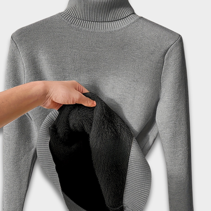 Damski sweter z golfem z podszewką do noszenia w chłodne dni