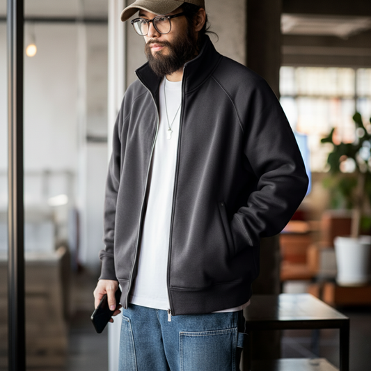 Męska kurtka zapinana na zamek z miękkiego materiału Modaboutique