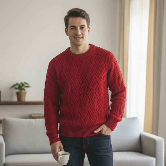 Sweter unisex z dzianiny o teksturowanym wzorze i ściągaczowymi wykończeniami ModaBoutique