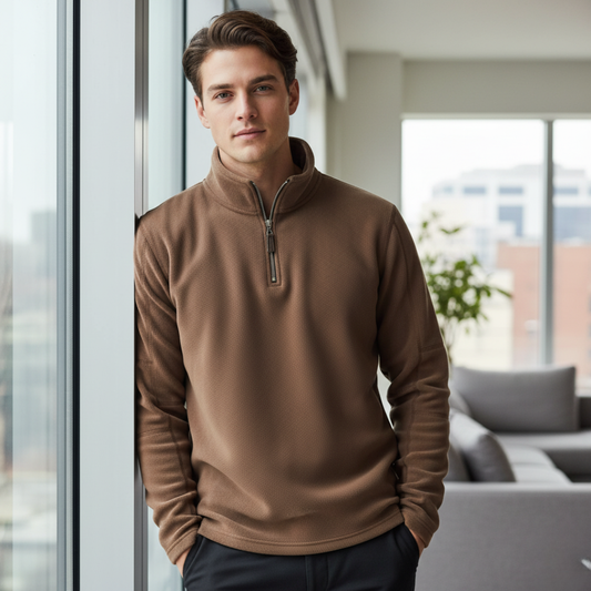 Męska bluza polarowa zapinana na zamek z miękkiego materiału