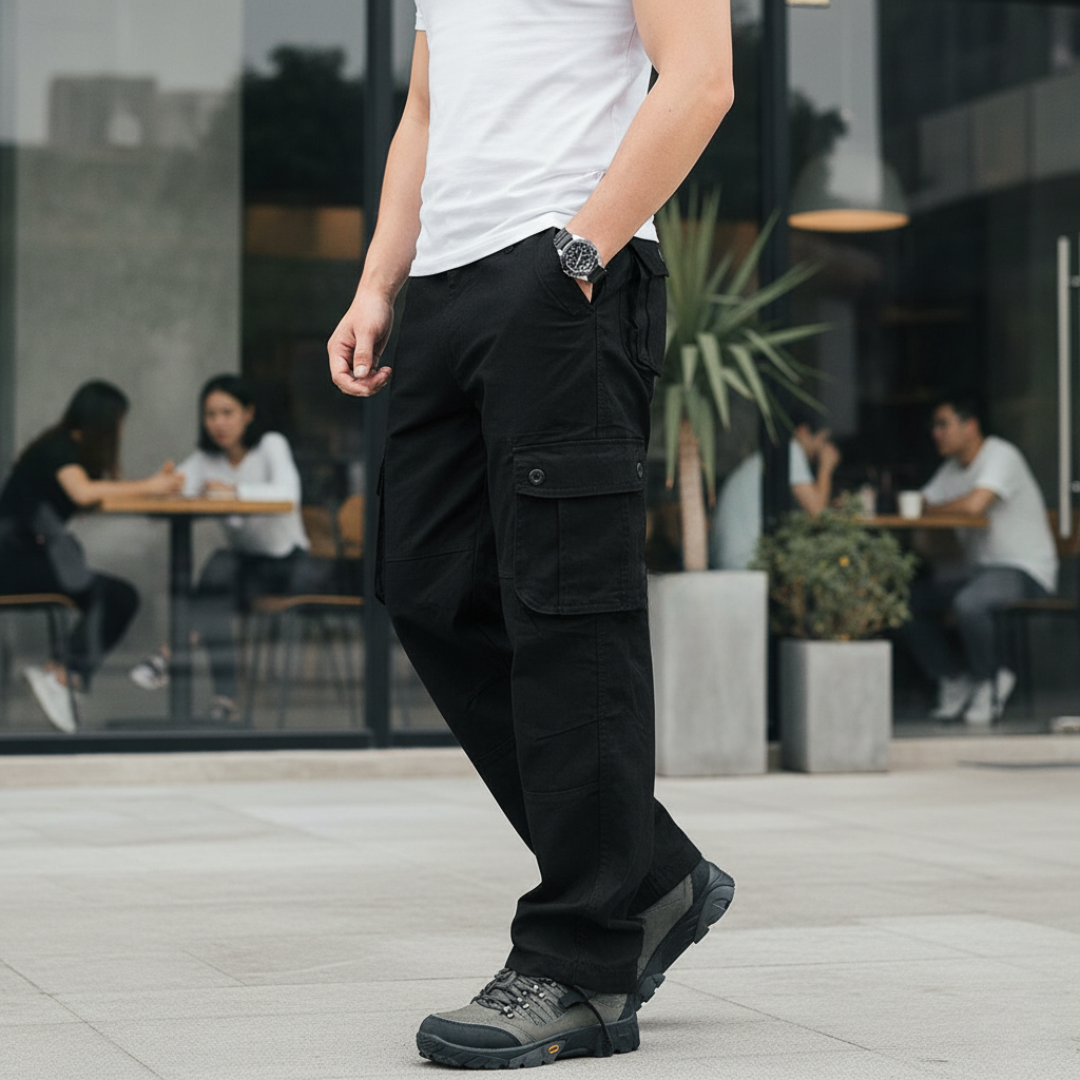 Męskie spodnie cargo z kieszeniami po bokach Modaboutique