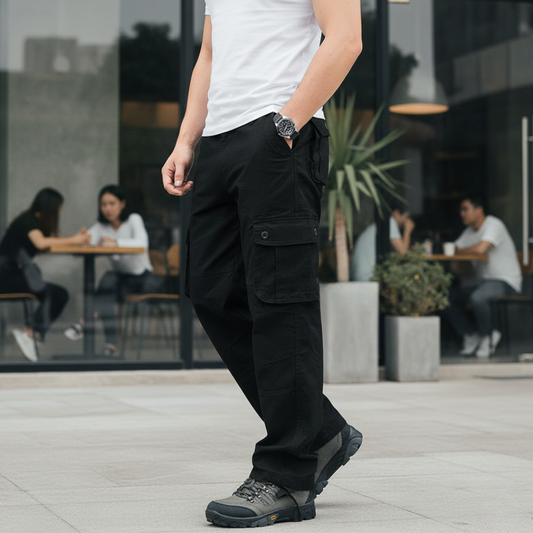 Męskie spodnie cargo z kieszeniami po bokach Modaboutique