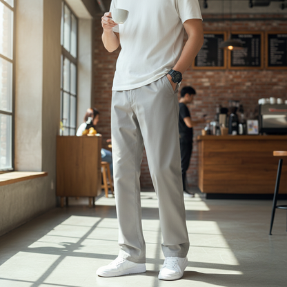 Męskie spodnie materiałowe z prostym krojem Modaboutique