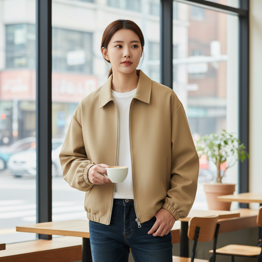 Kurtka damska zapinana na zamek z miękkiej tkaniny Modaboutique