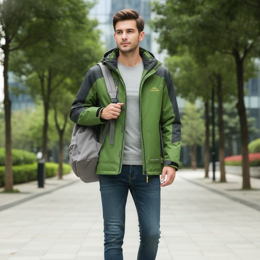 Kurtka outdoor męska z kapturem i wodoodporną tkaniną Modaboutique