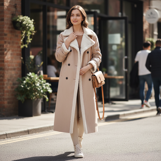 Damski Długi Płaszcz Zimowy z Miękką Podszewką ModaBoutique