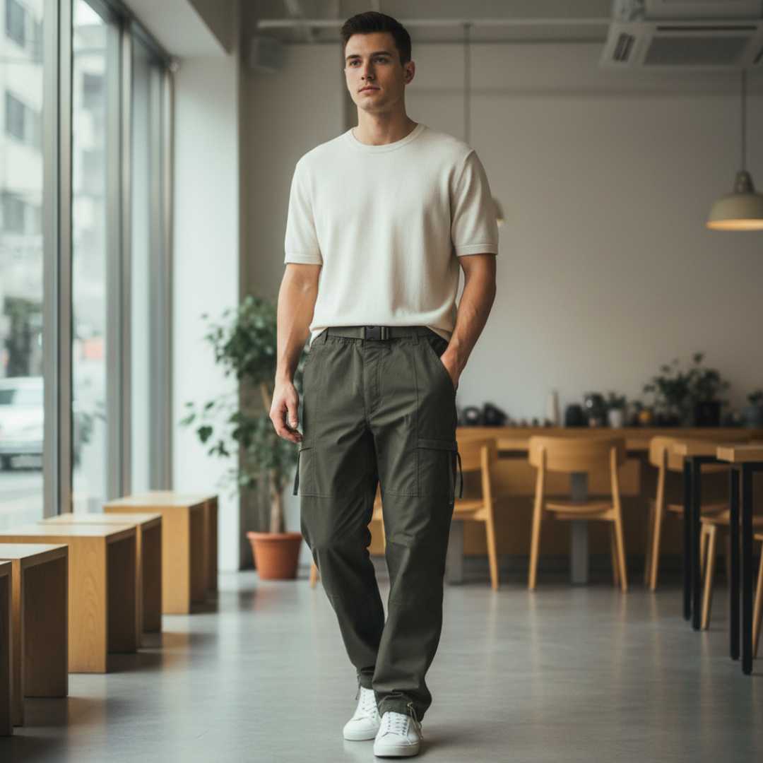 Męskie spodnie cargo trekkingowe z wodoodpornej tkaniny