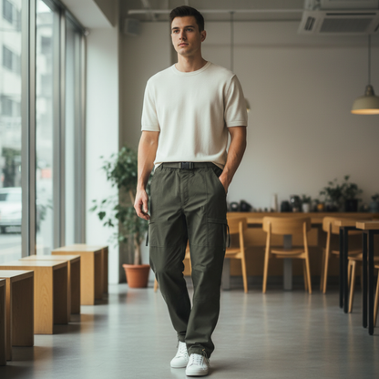 Męskie spodnie cargo trekkingowe z wodoodpornej tkaniny