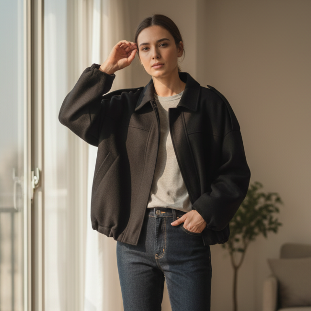 Damska kurtka oversize z miękkiej tkaniny Modaboutique