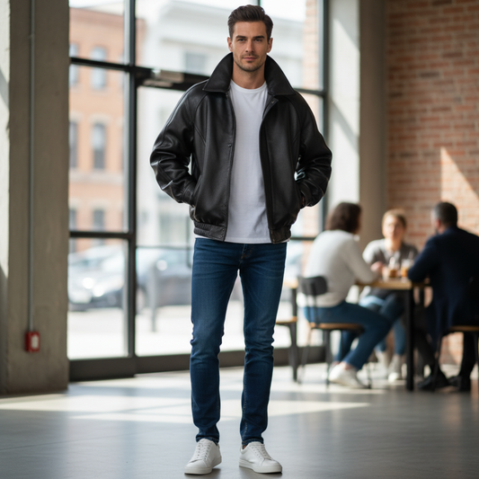 Męska kurtka skórzana z miękką podszewką Modaboutique