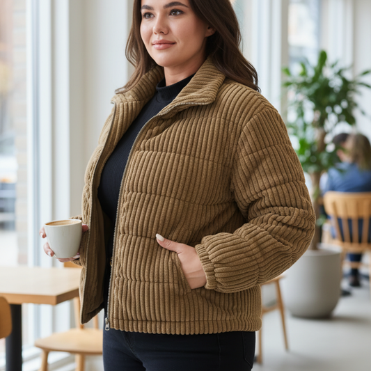 Damska Kurtka Puchowa z Prążkowaną Fakturą ModaBoutique