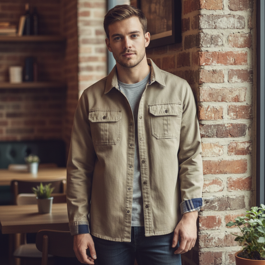Męska casualowa kurtka koszulowa z podszytym wnętrzem ModaBoutique