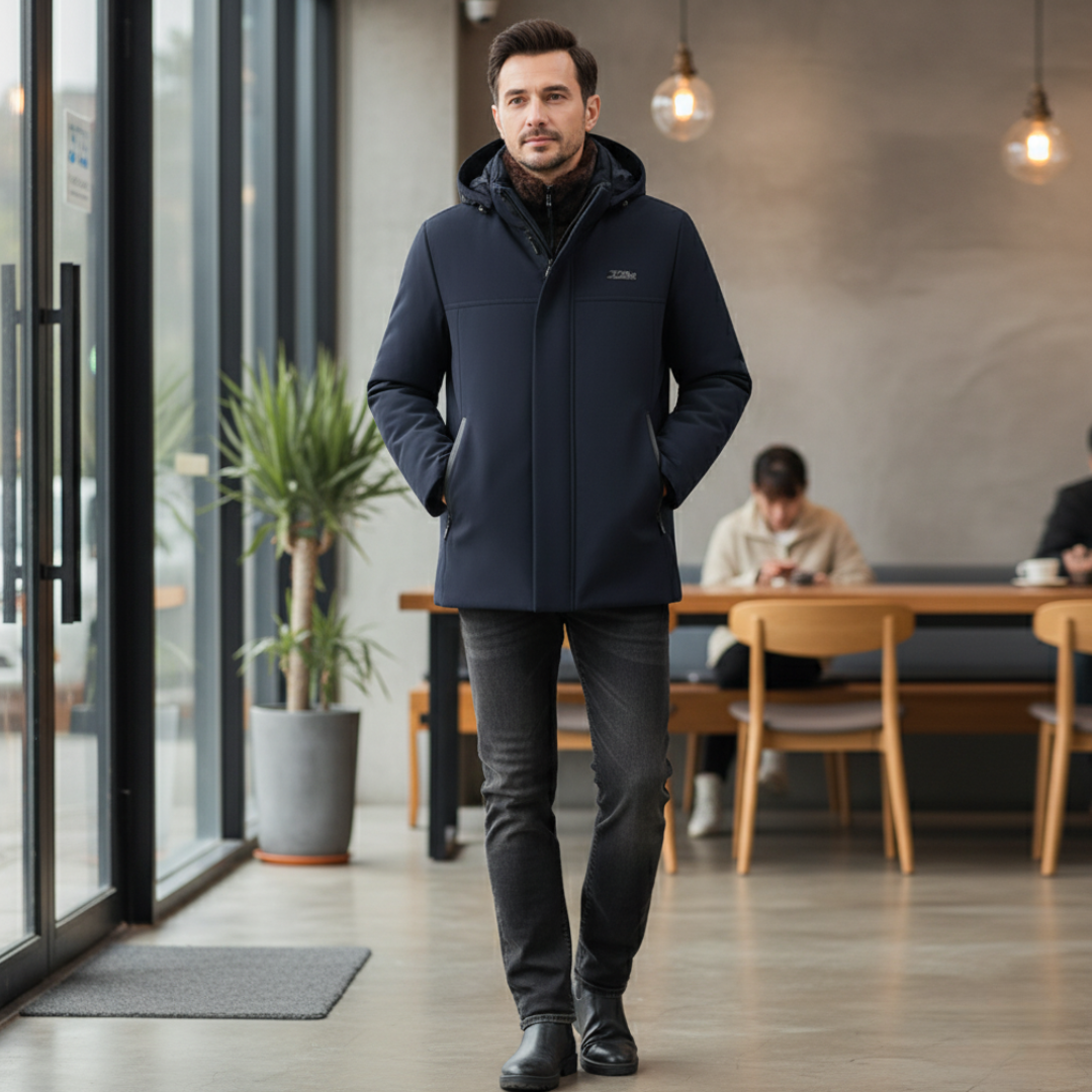 Męska kurtka zimowa polarowa z kapturem i ociepleniem Modaboutique