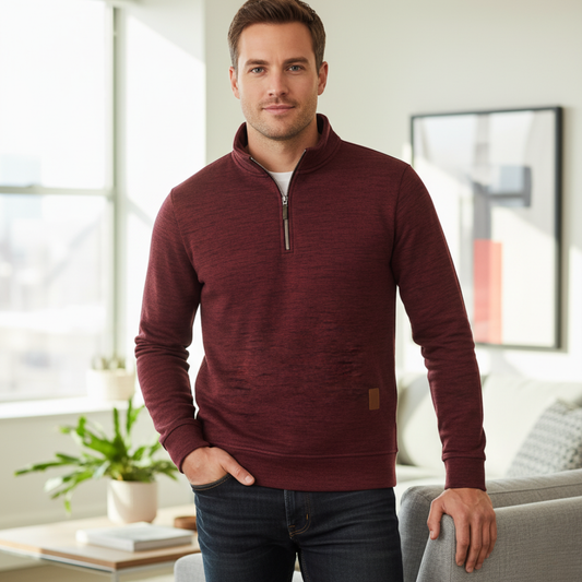Męska bluza z zamkiem do połowy z miękkiego materiału Modaboutique