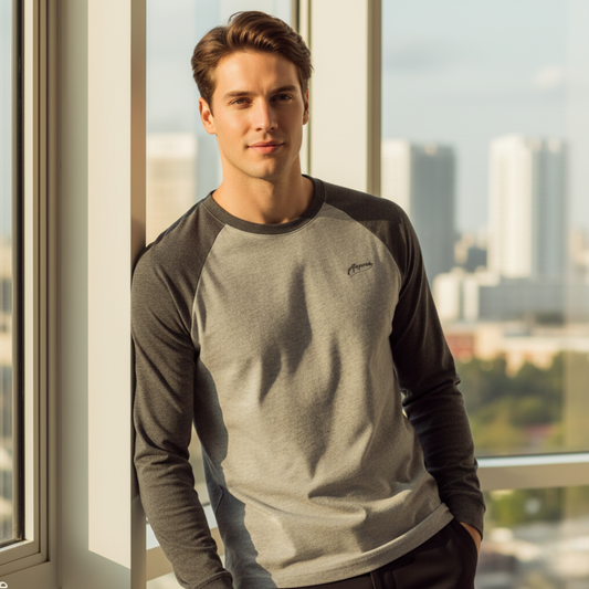 Męska koszulka z długim rękawem raglan z bawełny Modaboutique