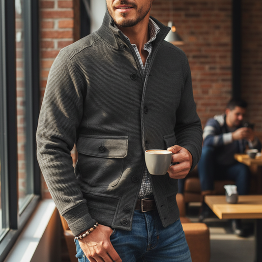 Męska casualowa kurtka zapinana na guziki o uporządkowanym fasonie ModaBoutique