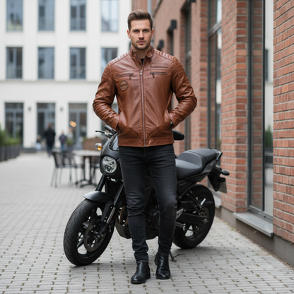 Męska kurtka bomber ze skóry ekologicznej z miękką podszewką