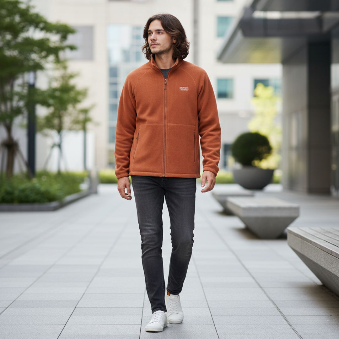 Męska kurtka polarowa zapinana na zamek z miękkiego materiału Modaboutique