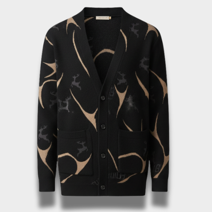 Męski kardigan casual z otwartym przodem i kieszeniami naszywanymi