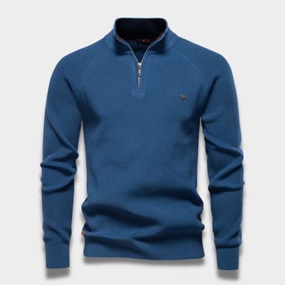 Męski sweter półgolf zapinany na zamek z miękkiej dzianiny