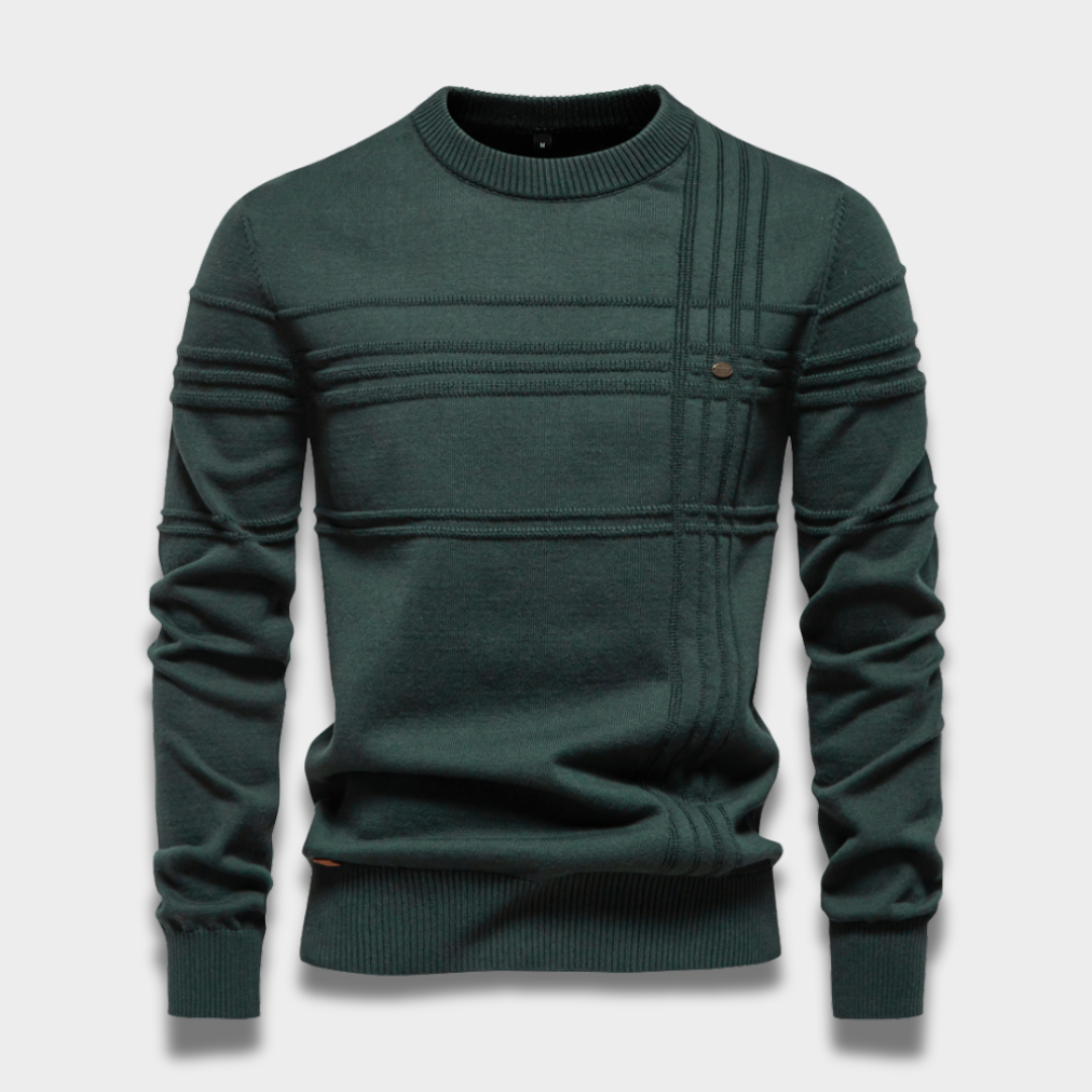 Męski sweter z miękkiej dzianiny z okrągłym dekoltem