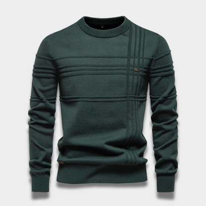 Męski sweter z miękkiej dzianiny z okrągłym dekoltem