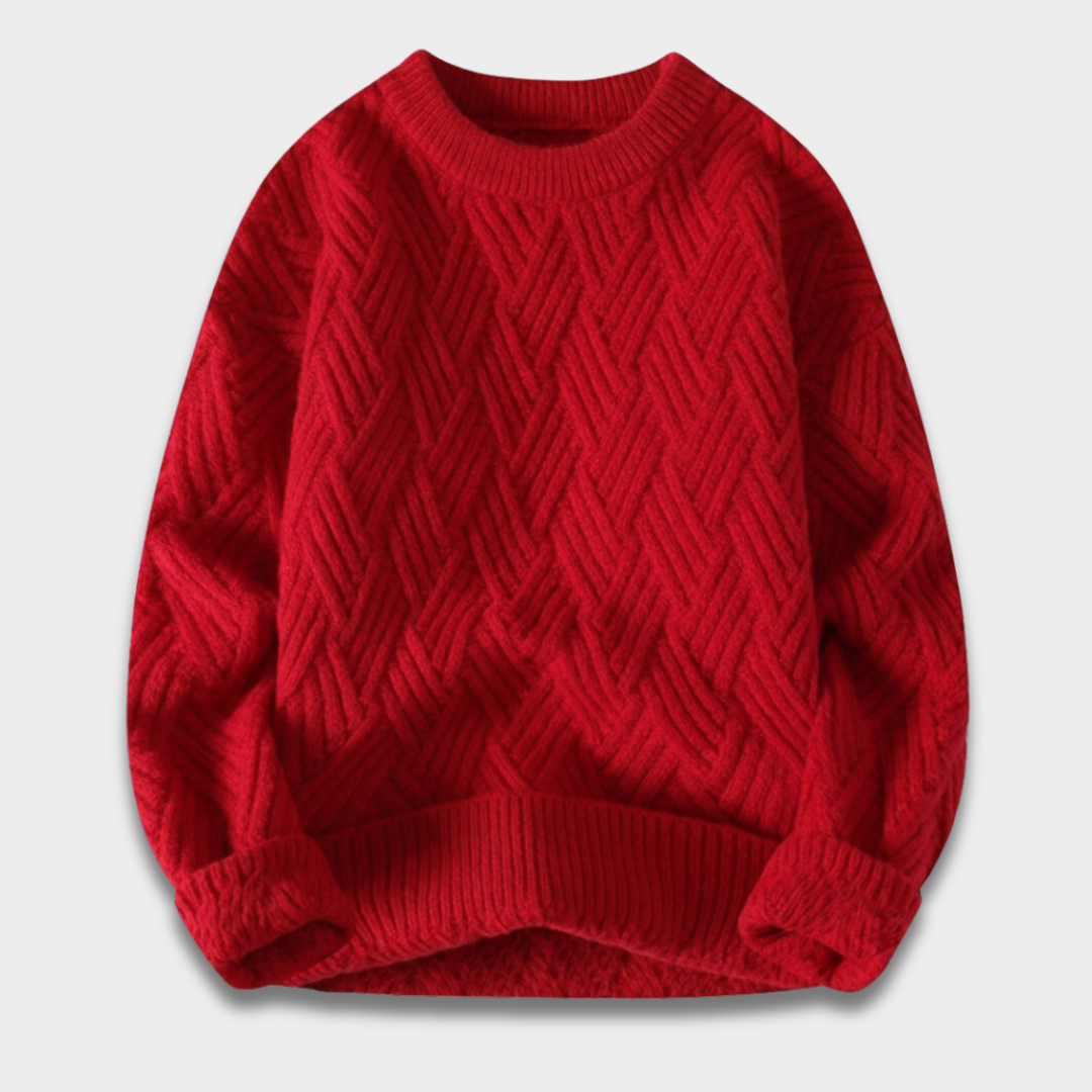 Sweter unisex z dzianiny o teksturowanym wzorze i ściągaczowymi wykończeniami ModaBoutique