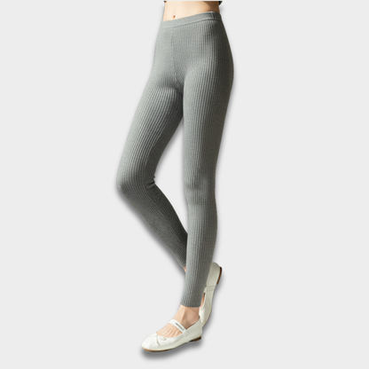 Damskie prążkowane legginsy dzianinowe z wysokim stanem Modaboutique