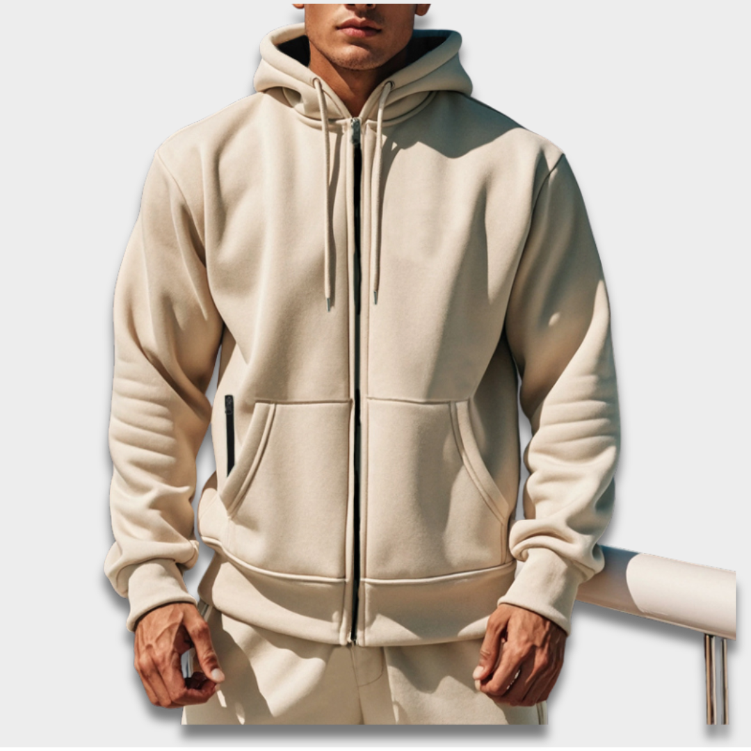 Męska bluza rozpinana z kapturem z miękkiego materiału