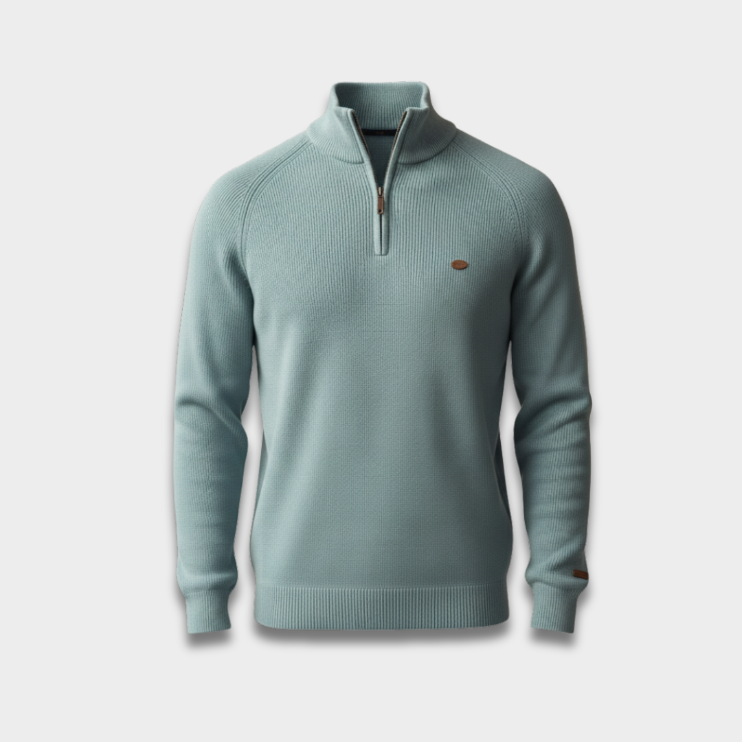 Męski sweter półgolf zapinany na zamek z miękkiej dzianiny