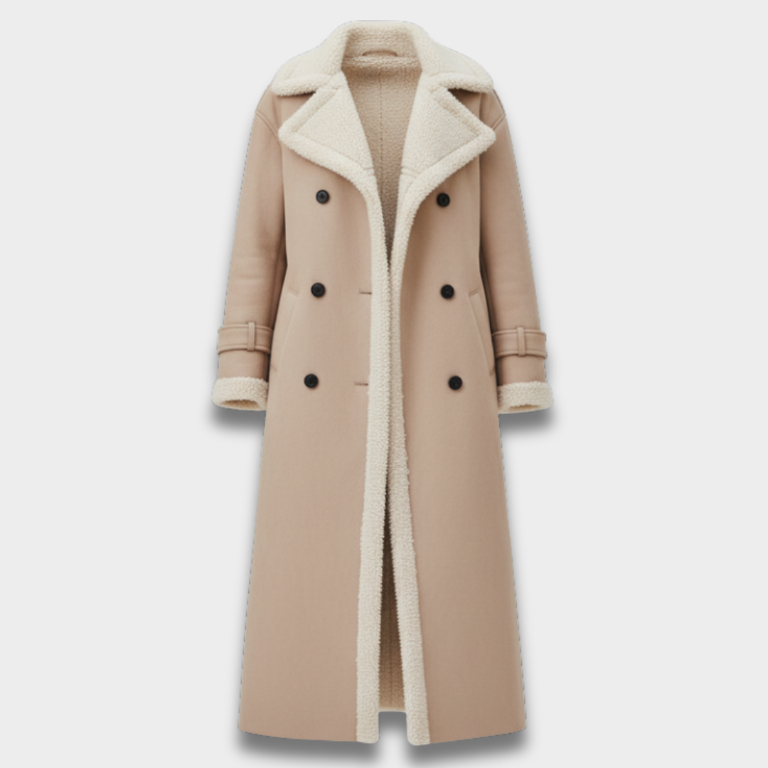 Damski Długi Płaszcz Zimowy z Miękką Podszewką ModaBoutique