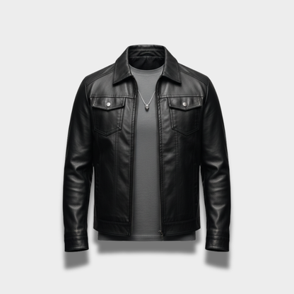 Męska kurtka z imitacji skóry z miękką podszewką