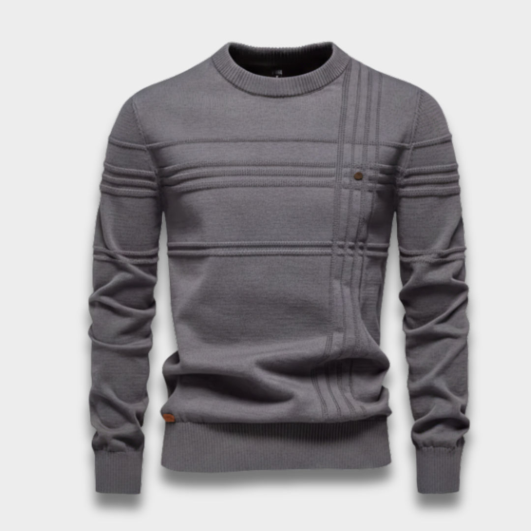 Męski sweter z miękkiej dzianiny z okrągłym dekoltem