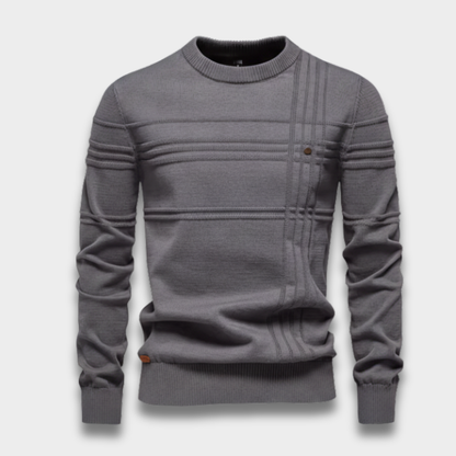 Męski sweter z miękkiej dzianiny z okrągłym dekoltem