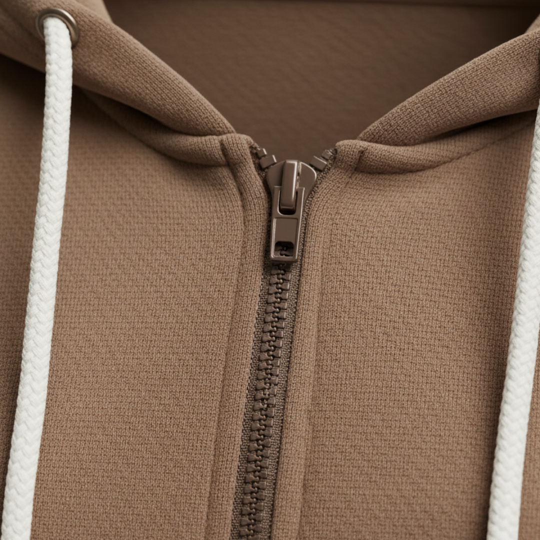 Damska bluza z kapturem zapinana na zamek z miękkiej dzianiny Modaboutique