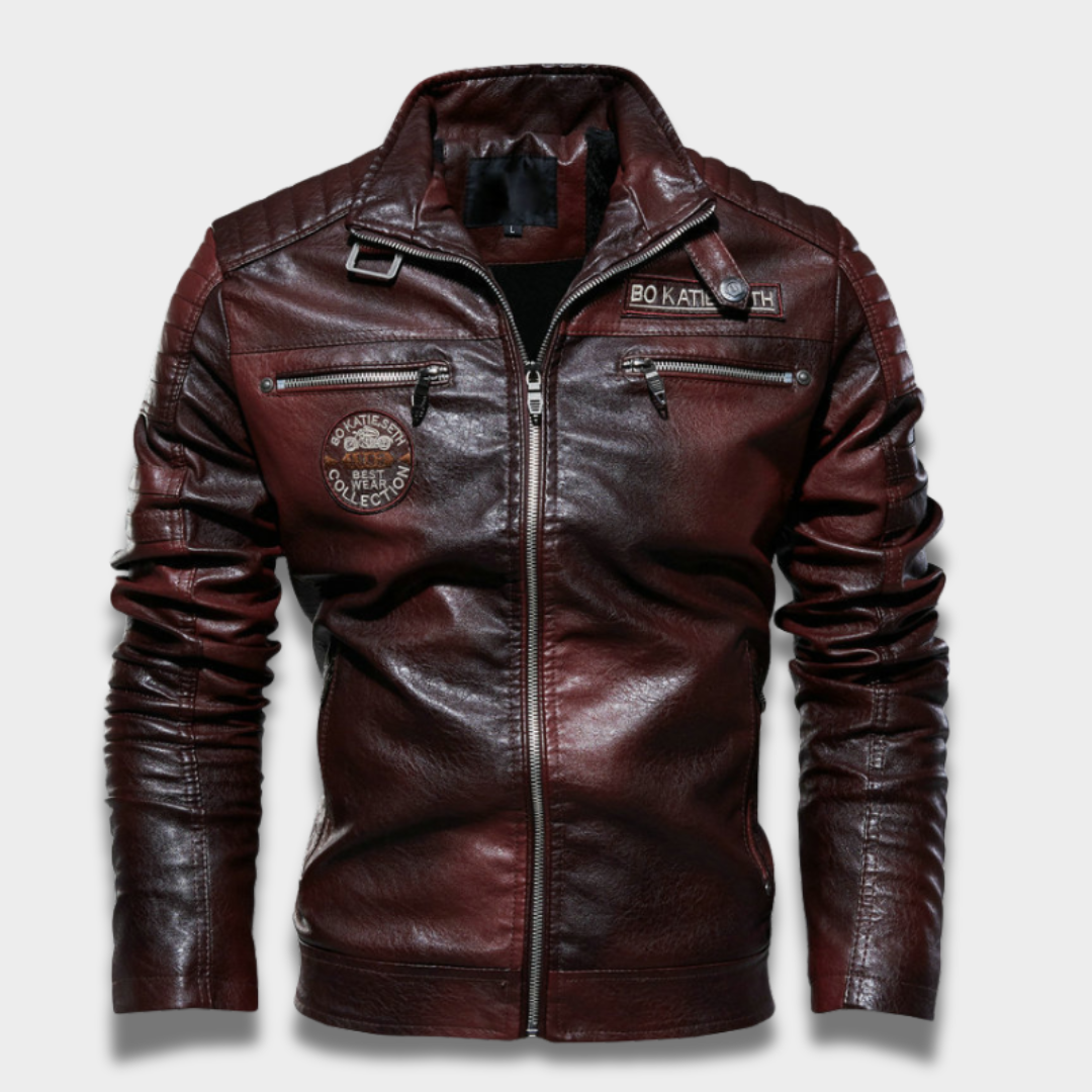Męska kurtka bomber ze skóry ekologicznej z miękką podszewką