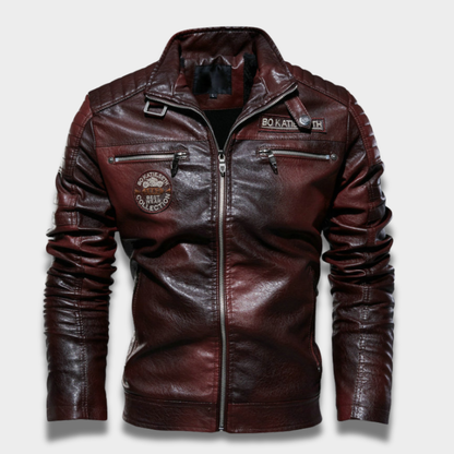 Męska kurtka bomber ze skóry ekologicznej z miękką podszewką