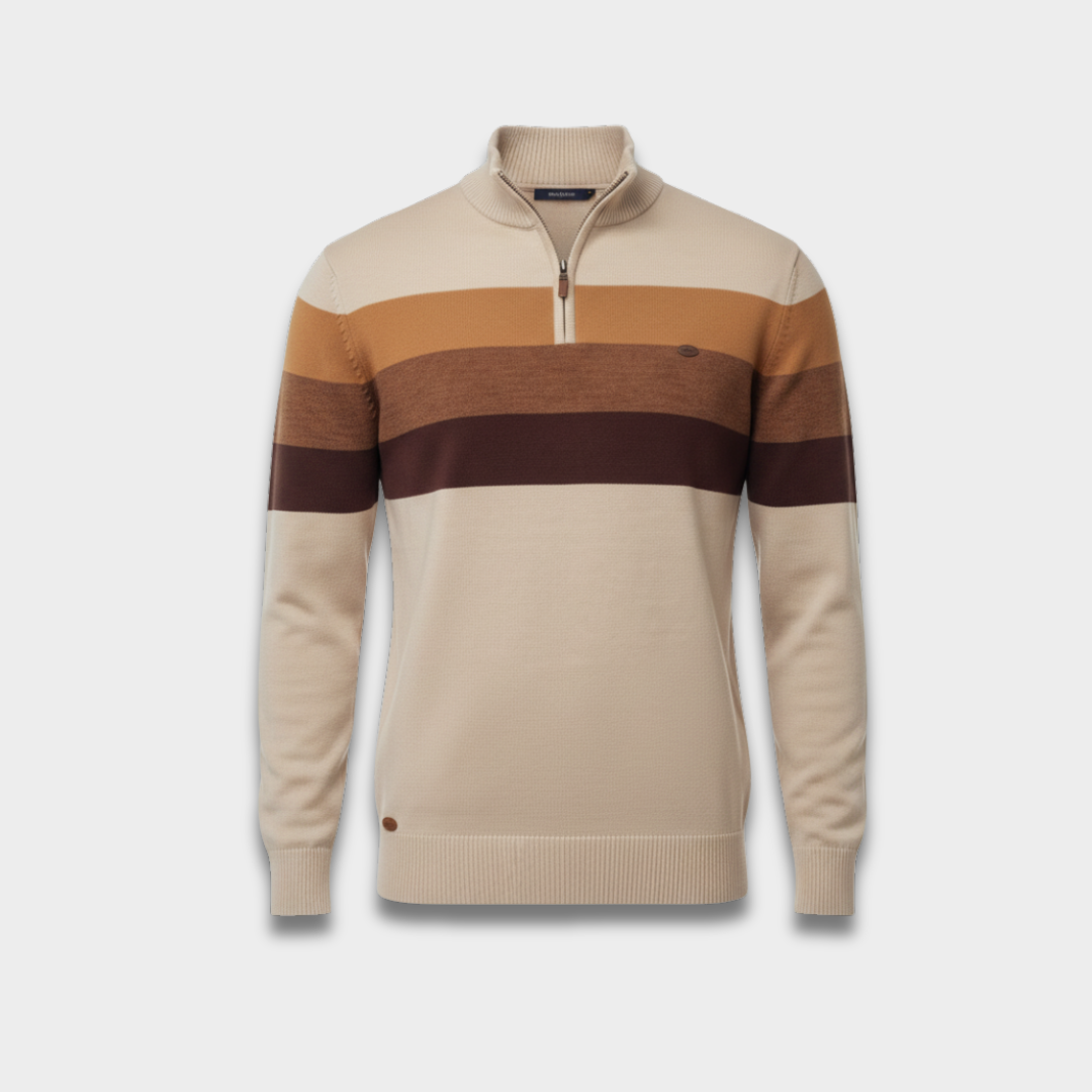 Sweter męski w paski zapinany na zamek z dzianiny