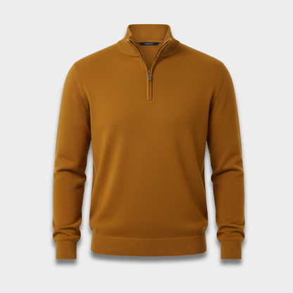 Sweter męski z krótkim zamkiem z prążkowanej dzianiny Modaboutique