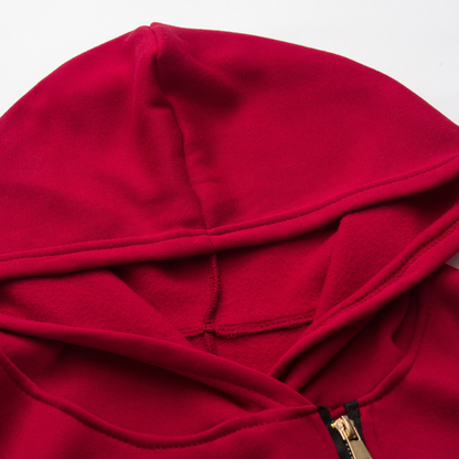 Damski płaszcz z kapturem zapinany na zamek o długości do połowy uda ModaBoutique