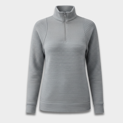 Damski prążkowany sweter typu quarter-zip ModaBoutique