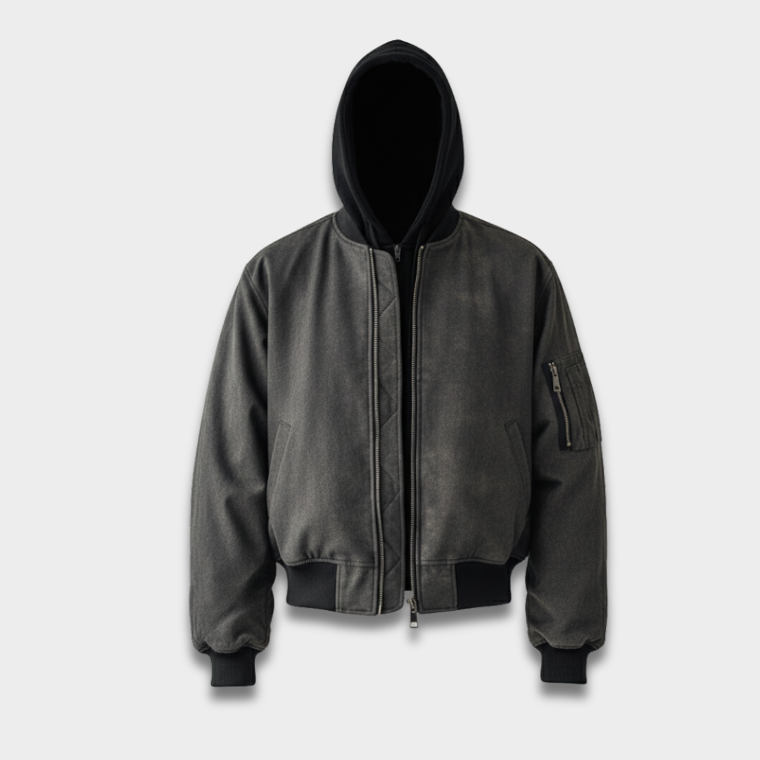 Męska kurtka bomberka z kapturem i elastycznymi ściągaczami Modaboutique