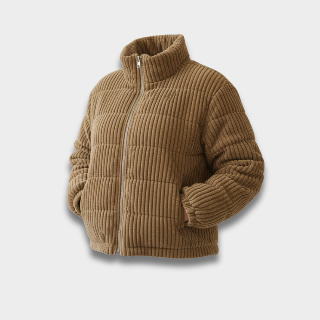 Damska Kurtka Puchowa z Prążkowaną Fakturą ModaBoutique