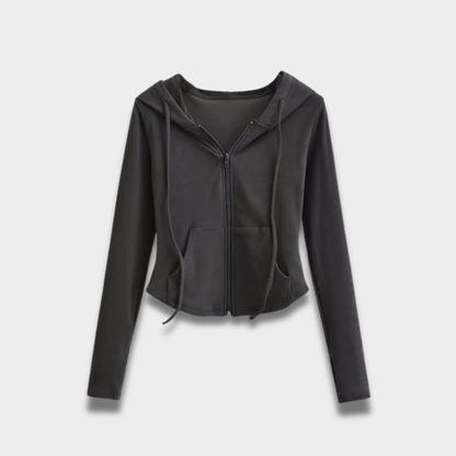 Damska bluza z kapturem zapinana na zamek z miękkiej dzianiny Modaboutique